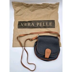 VERA‎ PELLE LEATHER NAVY BLUE ITALIAN PURSE HANDBAG ITALY CROSSBODY SHOULDER BAG